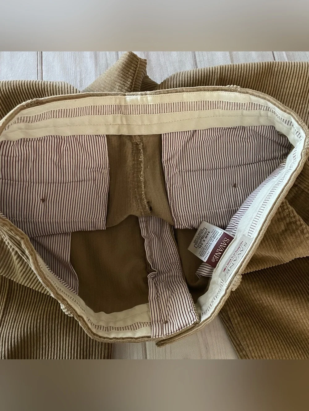 Savane Corduroy Pants Men’s 34x32 Brown Pecan Straight Relaxed Casual Preppy